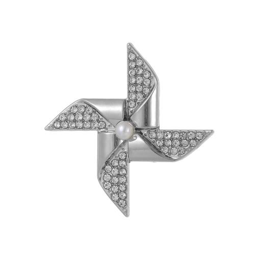 Broche en alliage zinc avec stras, alliage de zinc, avec perle de plastique, moulin à vent, Placage, pour femme & avec strass, plus de couleurs à choisir, Vendu par PC