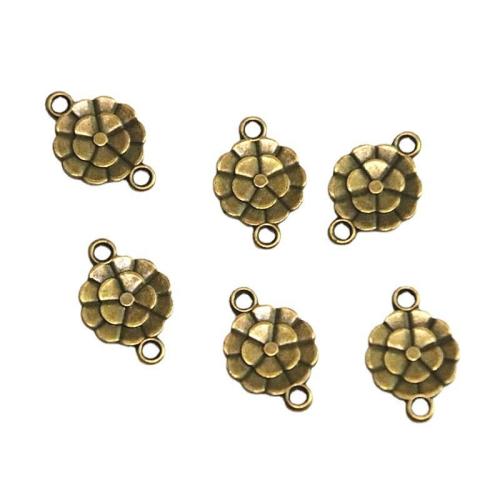 Flower Zinc Alloy Connector, antique bronze color plated, DIY & 1/1 loop [