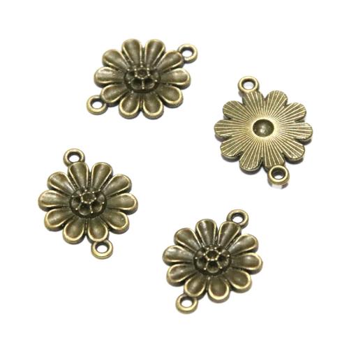 Flower Zinc Alloy Connector, antique bronze color plated, DIY & 1/1 loop [