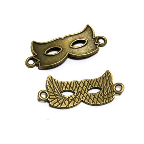 Zinc Alloy Charm Connector, Mask, antique bronze color plated, DIY & 1/1 loop 