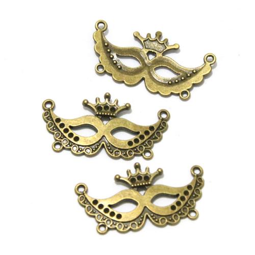 Zinc Alloy Charm Connector, Mask, antique bronze color plated, DIY & 2/2 loop 