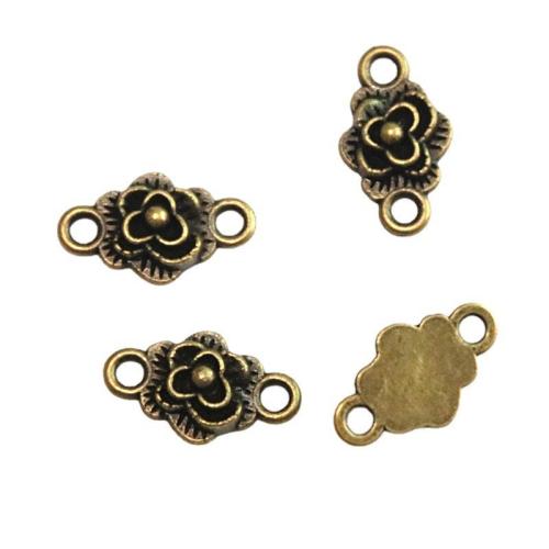 Flower Zinc Alloy Connector, antique bronze color plated, DIY & 1/1 loop [