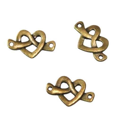 Zinc Alloy Charm Connector, Heart, antique bronze color plated, DIY & 1/1 loop 