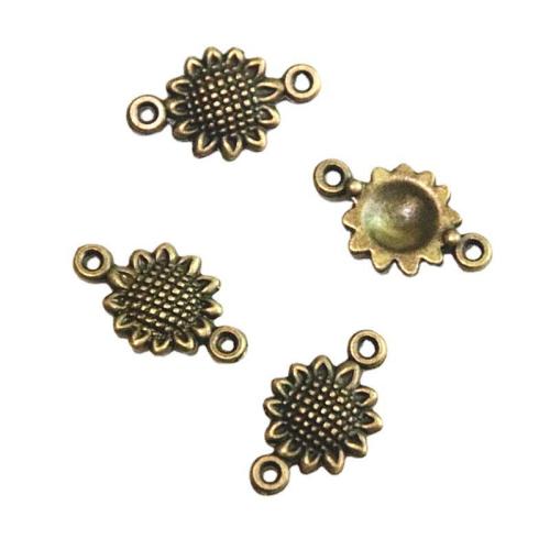 Flower Zinc Alloy Connector, Sunflower, antique bronze color plated, DIY & 1/1 loop 