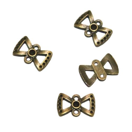 Zinc Alloy Charm Connector, Bowknot, antique bronze color plated, DIY & 1/1 loop 