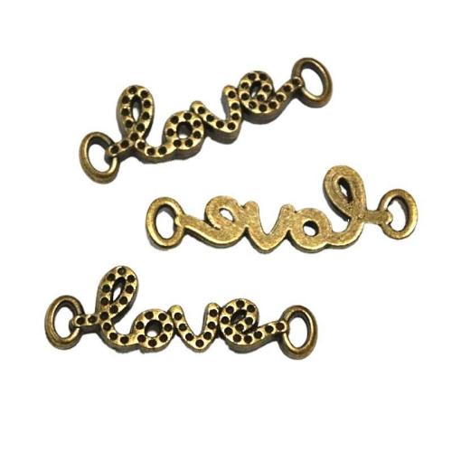 Zinc Alloy Charm Connector, Alphabet Letter, antique bronze color plated, DIY & 1/1 loop 