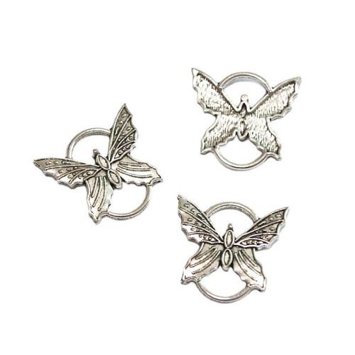 Animal Zinc Alloy Connector, Butterfly, antique silver color plated, DIY & 1/1 loop [