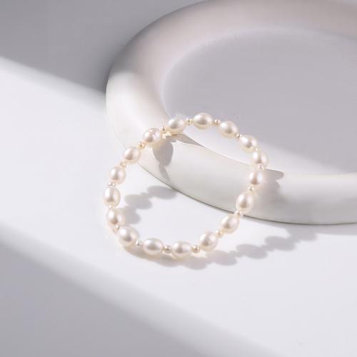 Pulseras de la perla, Perlas cultivadas de agua dulce, Joyería & para mujer, Blanco, 7-8mm, longitud:17 cm, Vendido por UD