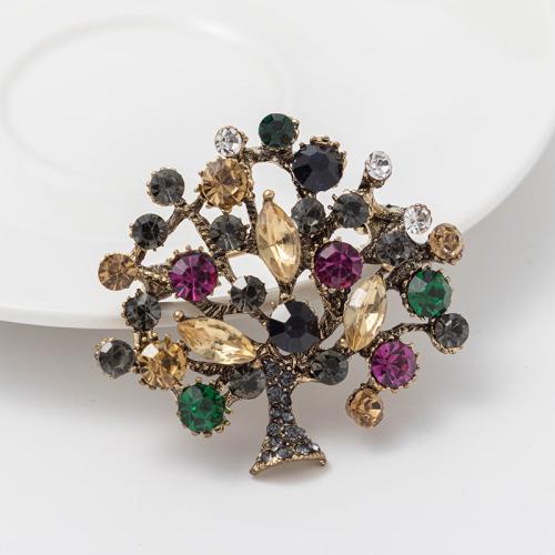 Broche en alliage zinc avec stras, alliage de zinc, Arbre de vie, unisexe & avec strass, plus de couleurs à choisir Vendu par PC