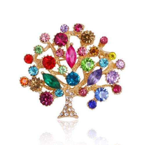 Broche en alliage zinc avec stras, alliage de zinc, Arbre de vie, unisexe & avec strass, plus de couleurs à choisir Vendu par PC