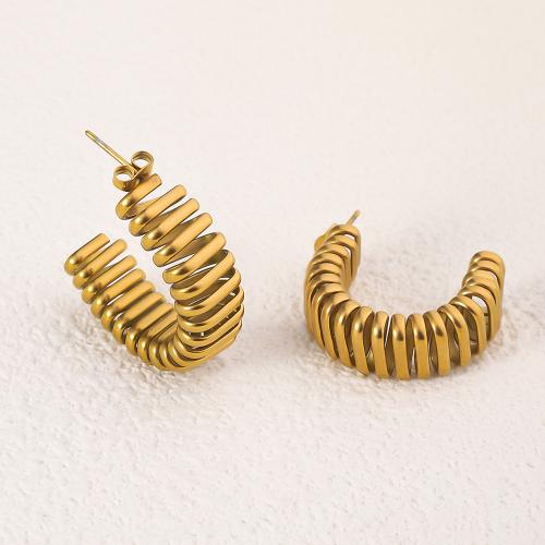 Stainless Steel Stud Earring, 304 Stainless Steel, 18K gold plated, fashion jewelry & for woman, golden, 27mm 