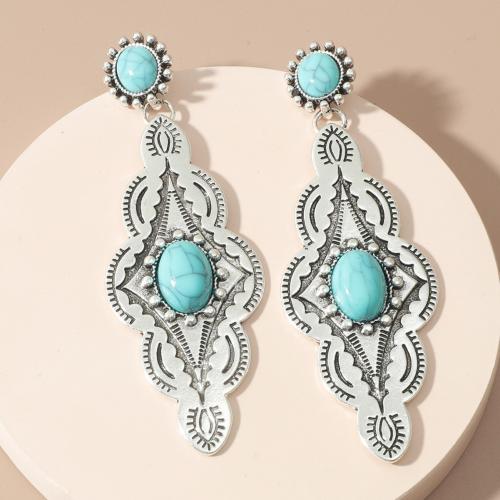 Zinc Alloy Drop Earring, with Synthetic Turquoise, fashion jewelry & for woman 