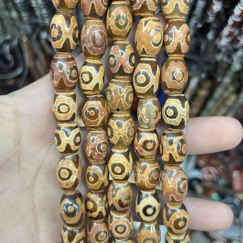 Natural Tibetan Agate Dzi Beads, Drum, polished, DIY  Approx 38 cm 