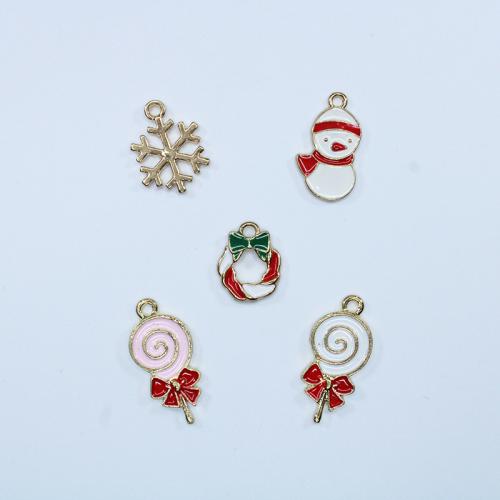 Zinc Alloy Christmas Pendants, gold color plated, Christmas Design & DIY & enamel Approx 