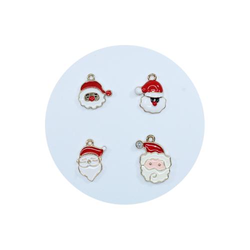 Zinc Alloy Christmas Pendants, Santa Claus, gold color plated, Christmas Design & DIY & enamel Approx [