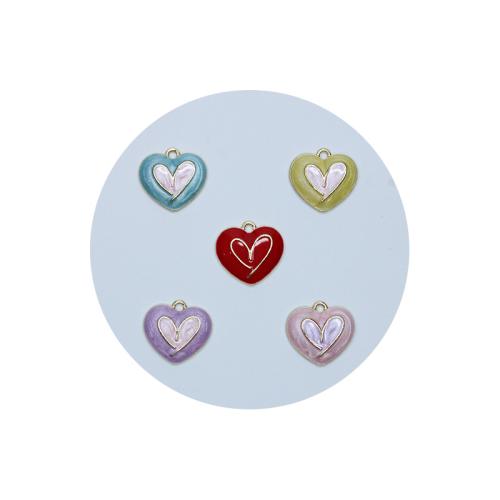 Zinc Alloy Enamel Pendants, Heart, gold color plated, DIY Approx 