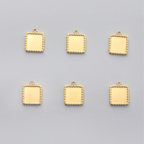 Stainless Steel Pendants, 304 Stainless Steel,  Square, gold color plated, DIY 