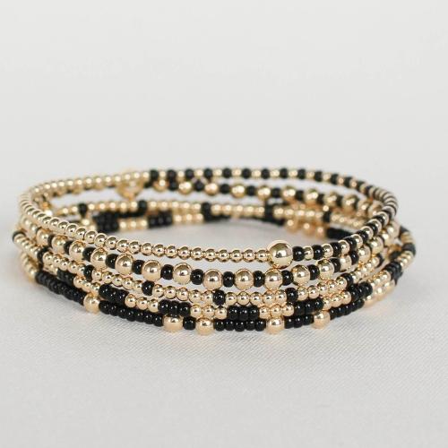 Glass Seed Beads Bracelets, Brass, with Seedbead, gold color plated, for woman .5 cm 