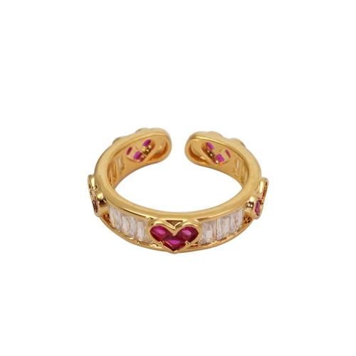 Zinc Alloy Finger Ring, gold color plated, fashion jewelry & micro pave cubic zirconia, golden, Ring diameter 1.8cm 