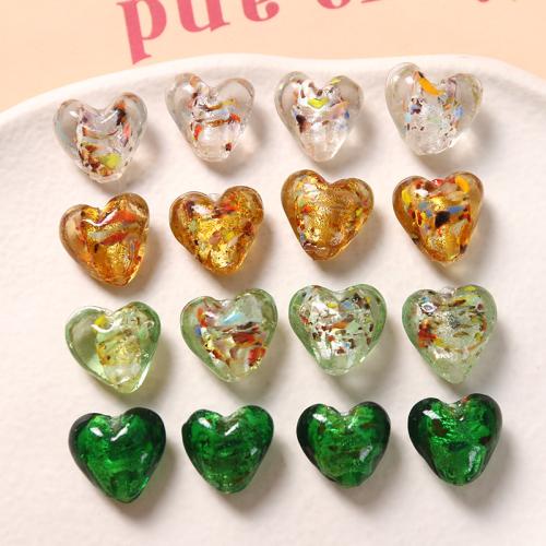 Goldfolie Lampwork Perlen, Herz, DIY, keine, 15x14mm, verkauft von PC[