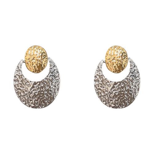 Brass Drop Earring, plated, for woman & two tone & hollow [