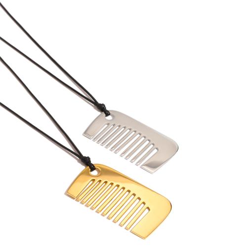 Stainless Steel Jewelry Necklace, 304 Stainless Steel, with Wax Cord, Comb, plated, fashion jewelry & for woman .52 Inch 