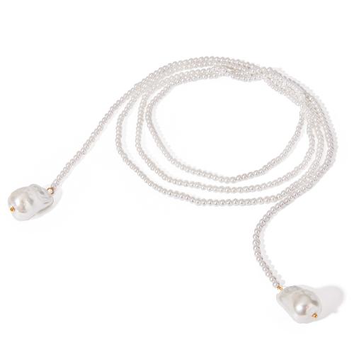 Collier de perles en plastique, perle de plastique, avec perle d'eau douce cultivée, Placage, bijoux de mode & pour femme, blanc .85 pouce, Vendu par PC