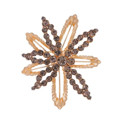 Zinc Alloy Jewelry Brooch, Snowflake, plated, Unisex & with rhinestone & hollow 