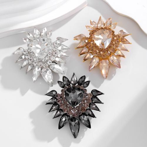 Zinc Alloy Jewelry Brooch, Flower, plated, Unisex & with rhinestone & hollow 