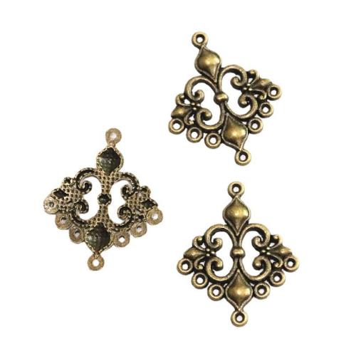 Zinc Alloy Charm Connector, antique bronze color plated, DIY & 1/1 loop [