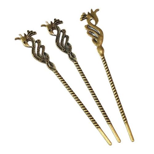 Hair Stick, Zinc Alloy, Swan, antique bronze color plated, single-sided 