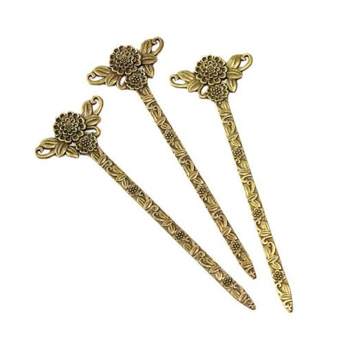 Hair Stick, Zinc Alloy, Flower, antique bronze color plated, double-sided 