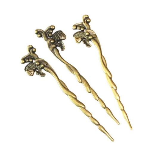 Hair Stick, Zinc Alloy, Flower, antique bronze color plated, double-sided 