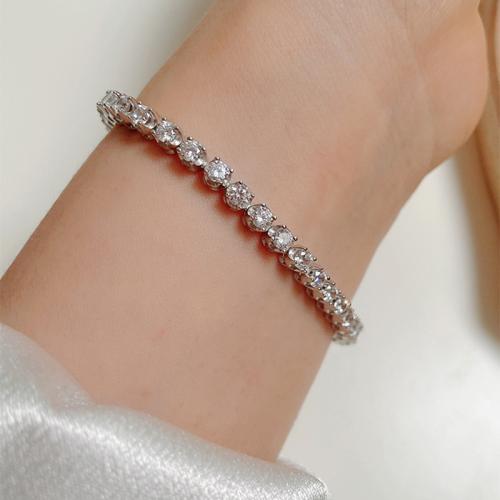 Plata de ley 925 Pulsera, diverso tamaño para la opción & para mujer & con diamantes de imitación, Vendido por UD