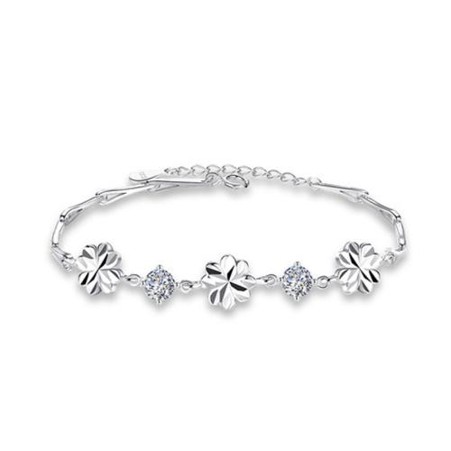 Cubic Zirconia Micro Pave Sterling Silver Bracelet, 925 Sterling Silver, with 3cm extender chain, fashion jewelry & micro pave cubic zirconia & for woman Approx 16 cm 