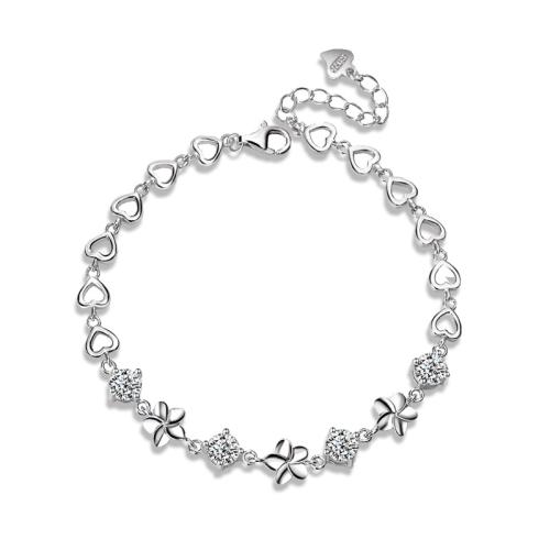 Cubic Zirconia Micro Pave Sterling Silver Bracelet, 925 Sterling Silver, with 3cm extender chain, fashion jewelry & micro pave cubic zirconia & for woman Approx 16 cm 