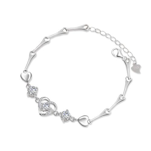 Cubic Zirconia Micro Pave Sterling Silver Bracelet, 925 Sterling Silver, with 3cm extender chain, fashion jewelry & micro pave cubic zirconia & for woman Approx 16 cm 