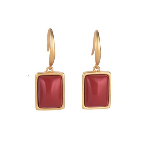 Brass Drop Earring, with Synthetic Agate, fashion jewelry & for woman, 27mm 