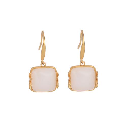 Brass Drop Earring, with Synthetic Jade, fashion jewelry & for woman, 28mm 