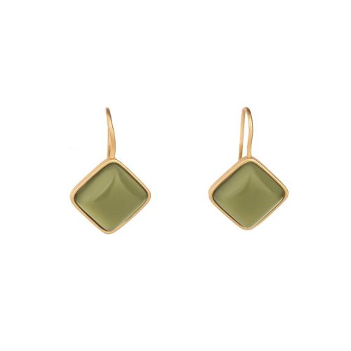 Brass Drop Earring, with Synthetic Jade, fashion jewelry & for woman, 26mm 