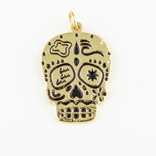 Brass Jewelry Pendants, Skull, fashion jewelry & Unisex, golden Approx 3mm 