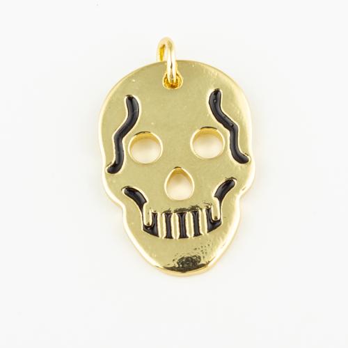 Brass Jewelry Pendants, Skull, fashion jewelry & Unisex, golden Approx 3mm 