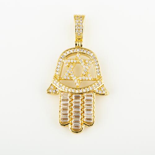 Cubic Zirconia Micro Pave Brass Pendant, fashion jewelry & Unisex & micro pave cubic zirconia, golden Approx 4mm 