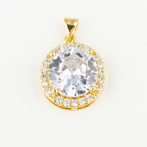 Cubic Zirconia Micro Pave Brass Pendant, fashion jewelry & Unisex & micro pave cubic zirconia, golden Approx 3mm 