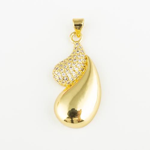 Cubic Zirconia Micro Pave Brass Pendant, fashion jewelry & Unisex & micro pave cubic zirconia, golden Approx 3mm 