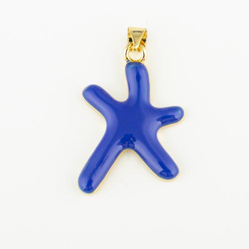 Enamel Brass Pendants, Starfish, fashion jewelry & Unisex, blue Approx 3mm 