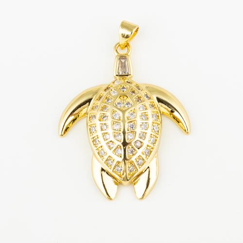 Cubic Zirconia Micro Pave Brass Pendant, Turtle, fashion jewelry & Unisex & micro pave cubic zirconia, golden Approx 3mm 