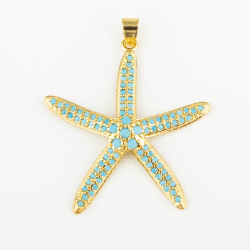 Cubic Zirconia Micro Pave Brass Pendant, Starfish, fashion jewelry & Unisex & micro pave cubic zirconia Approx 4mm 