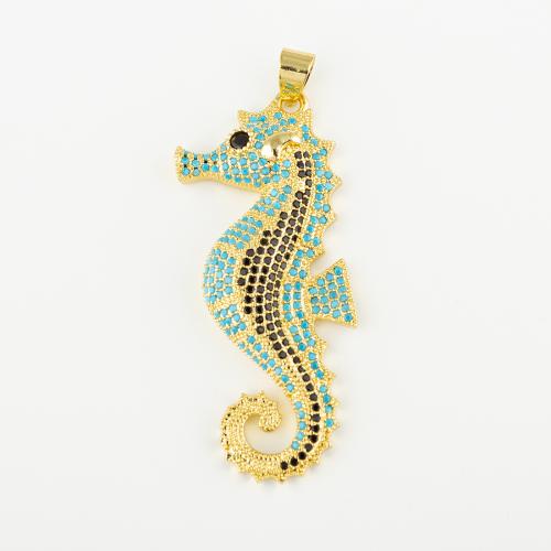 Cubic Zirconia Micro Pave Brass Pendant, Seahorse, fashion jewelry & Unisex & micro pave cubic zirconia Approx 4mm 