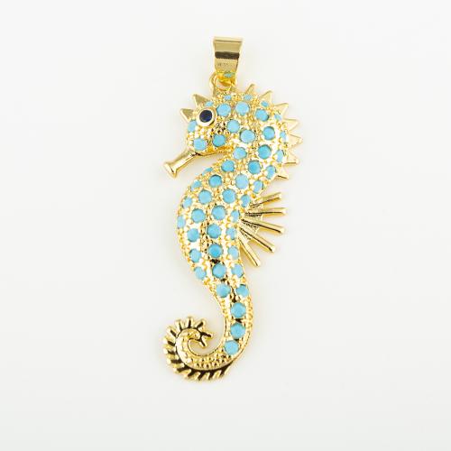 Cubic Zirconia Micro Pave Brass Pendant, Seahorse, fashion jewelry & Unisex & micro pave cubic zirconia Approx 4mm 